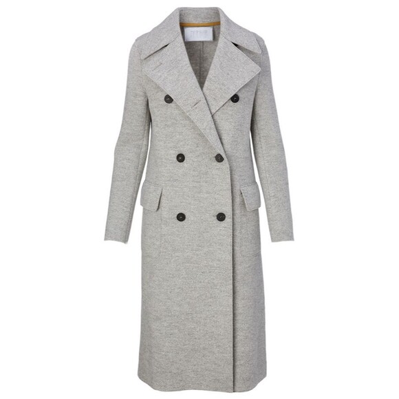 Harris Wharf London Trench Coat Womens 40 Gray Wool Double Breasted Autumn Italy - Picture 1 of 8